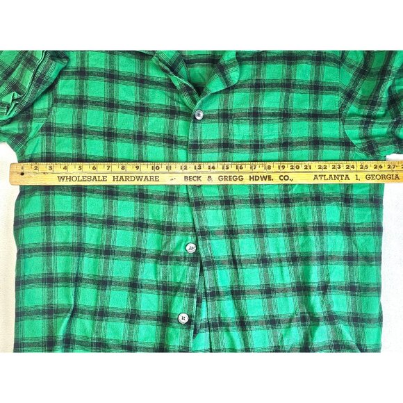 Vtg L.L. Bean Mens Plaid Flannel Pajama Set XL Green Check Cotton Sleepwear - Picture 6 of 12